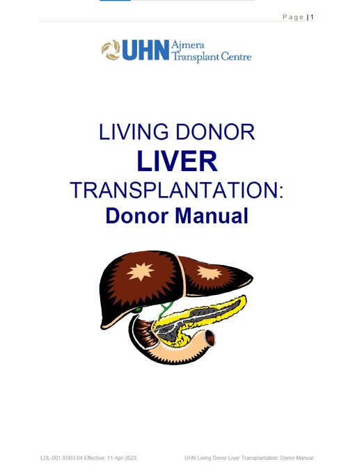 Title details for Living Donor Liver Transplantation: Donor Manual by University Health Network - Available